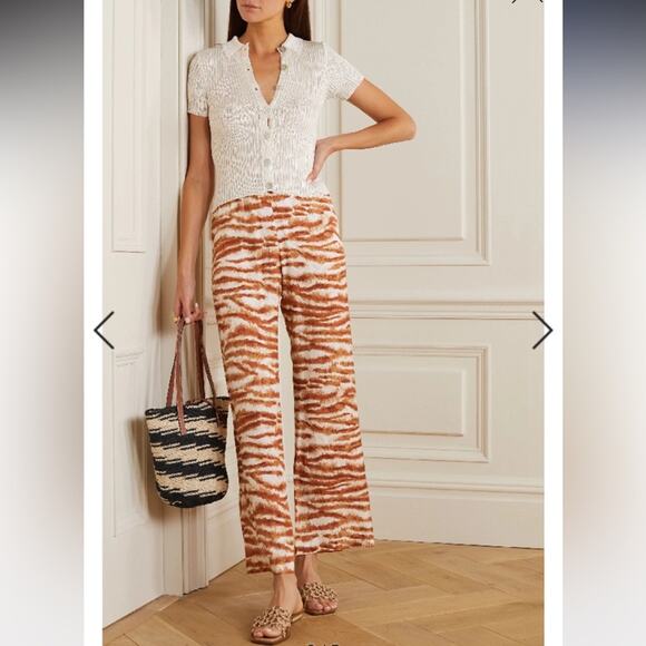 cult gaia stacie zebra stripe print wide leg high waist cropped resort pants
